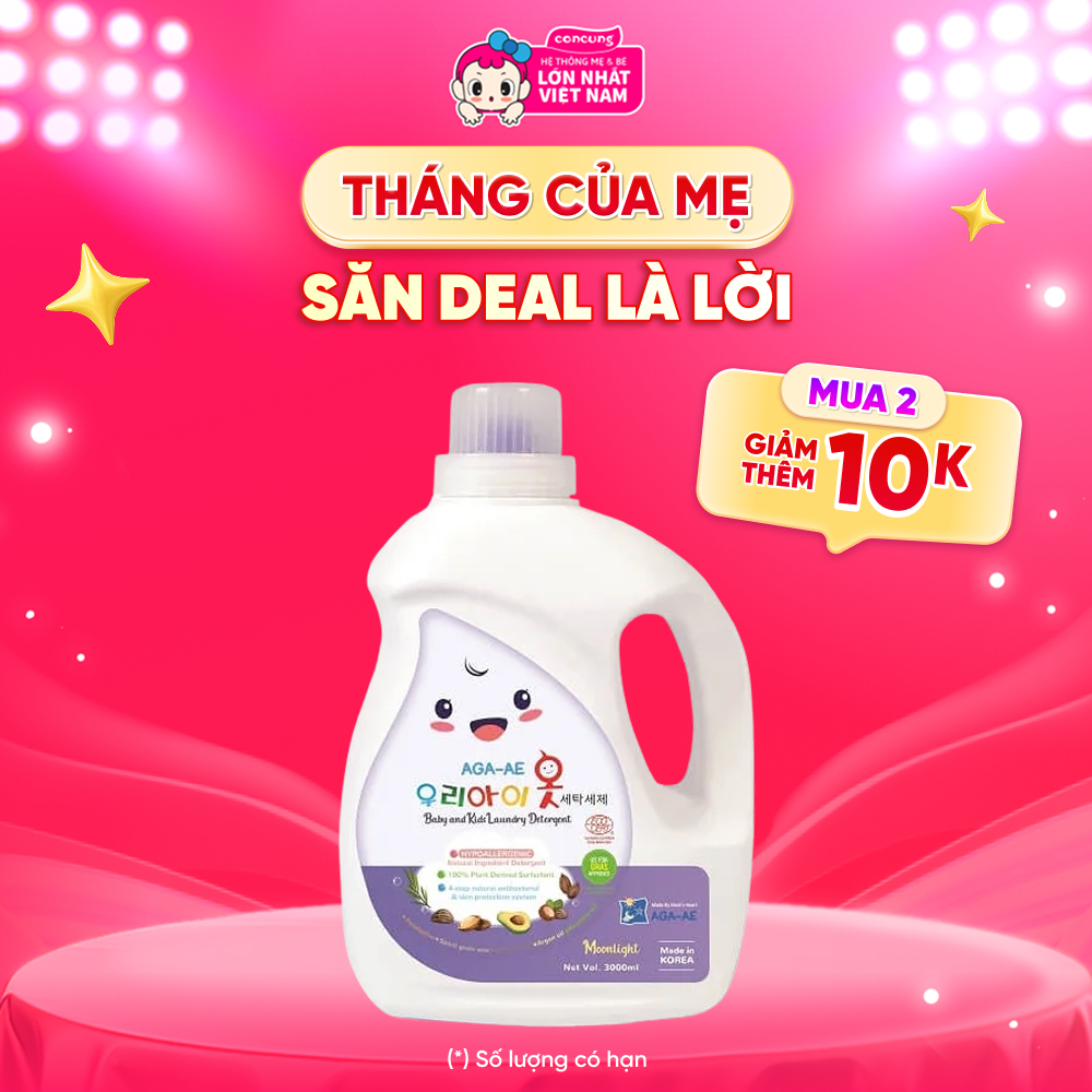 Nước Giặt Hàn Quốc AGA-AE Moonlight Kháng Khuẩn & Bảo Vệ Da Bé 3L