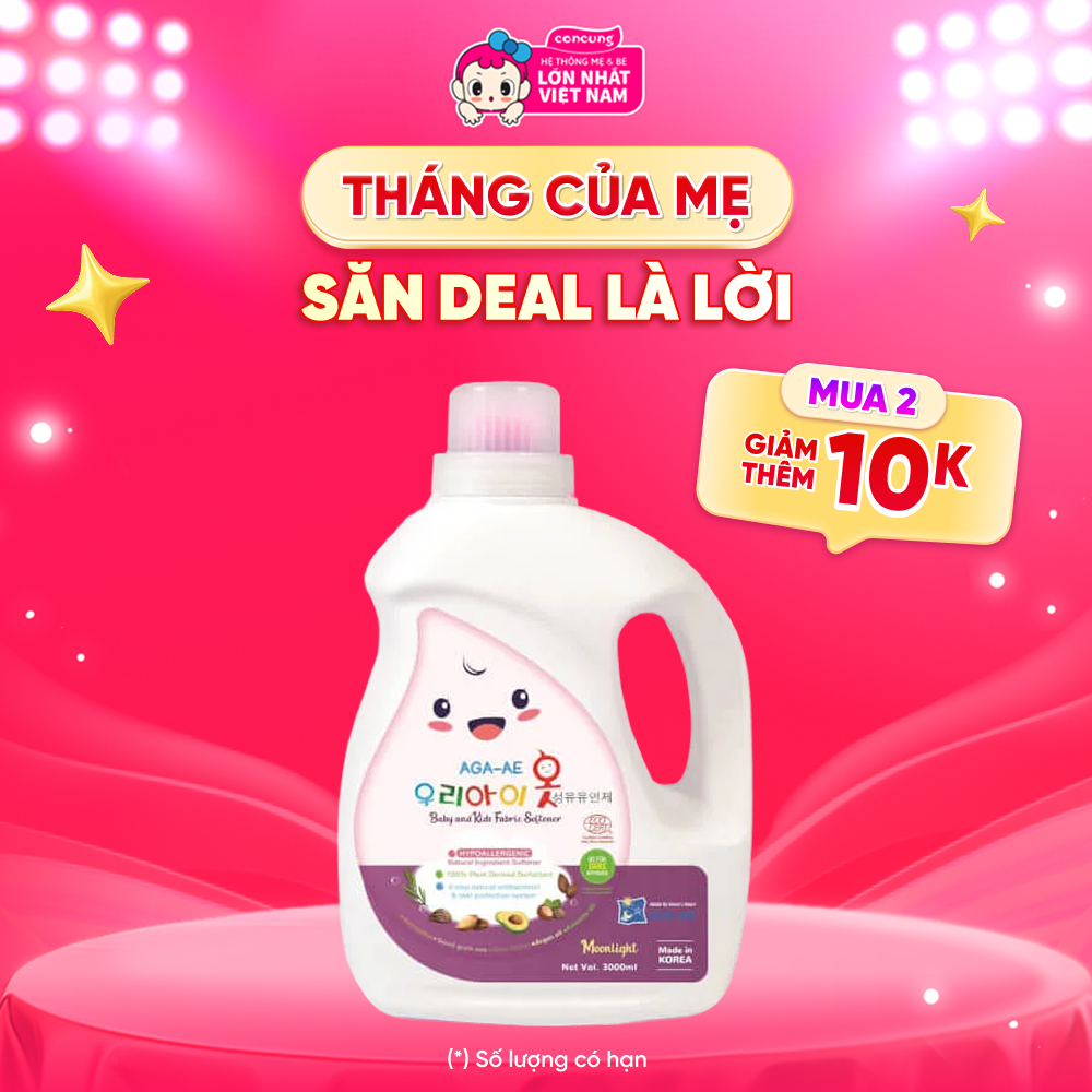 Nước Xả Làm Mềm Vải Hàn Quốc Aga – Ae Kháng Khuẩn & Bảo Vệ Da Bé – Moonlight 3L