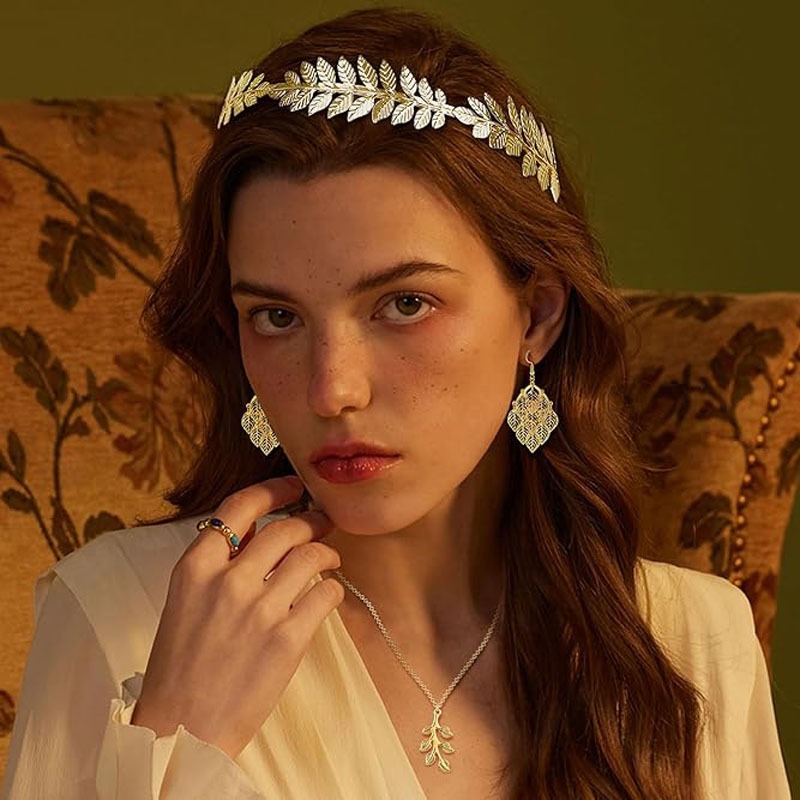 Bờm tóc lá bohemian - Vòng đội đầu head chain boho style màu vàng