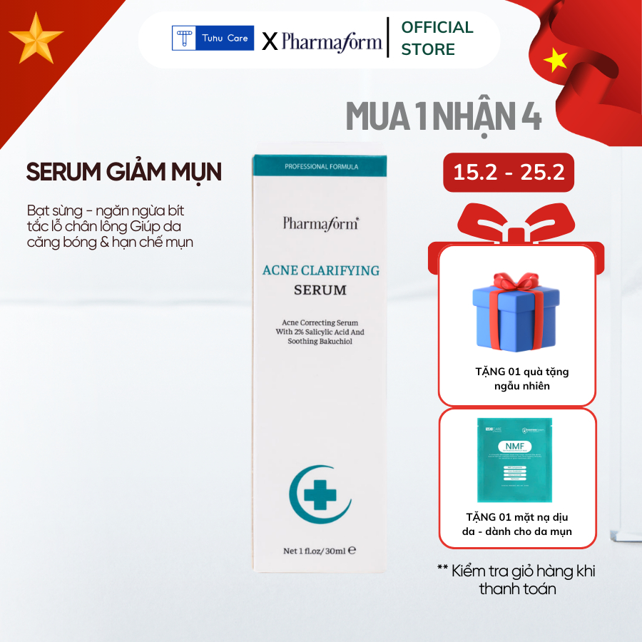 Tinh Chất Pharmaform Acne Clarifying Serum 2% Salicylic Acid + 1% Zinc PCA 30ml