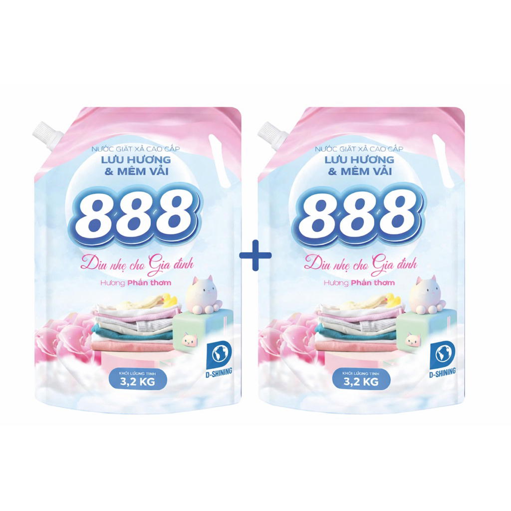 Mua1tặng1-NƯỚC GIẶT XẢ 888 HƯƠNG PHẤN 3.2kg