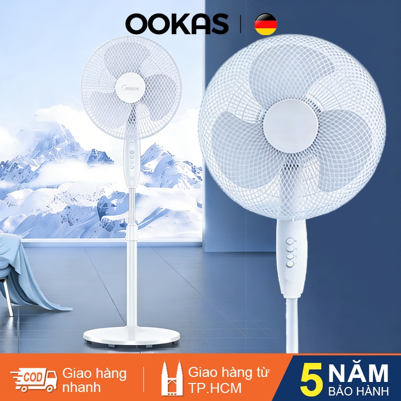 OOKAS OOKAS Quạt Đứng Quạt điện 2 cánh, 16 inch, hoạt động êm ái, 3 cấp độ điều chỉnh tốc độ gió