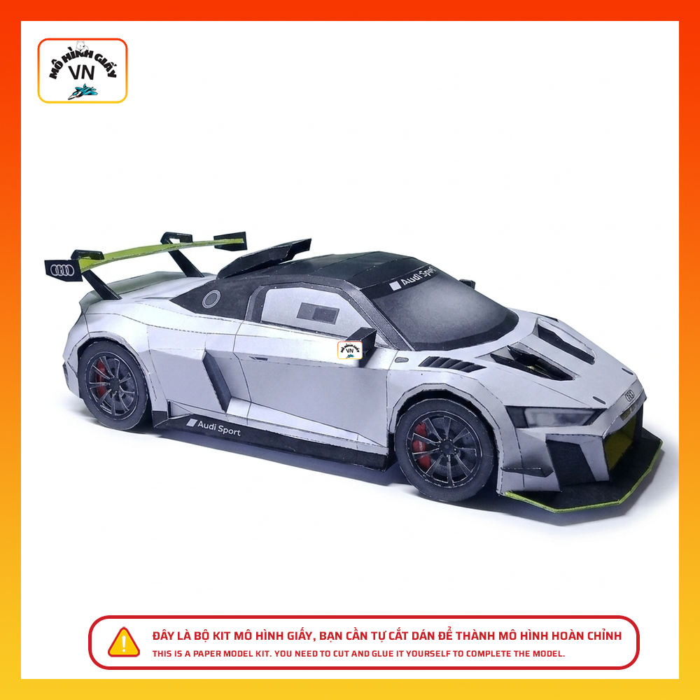 Bộ Kit Lắp Ráp Mô Hình Giấy Audi R8 LMS GT2 Tỉ Lệ 1/18 Chất Liệu Giấy Cao Cấp - MohinhgiayVN