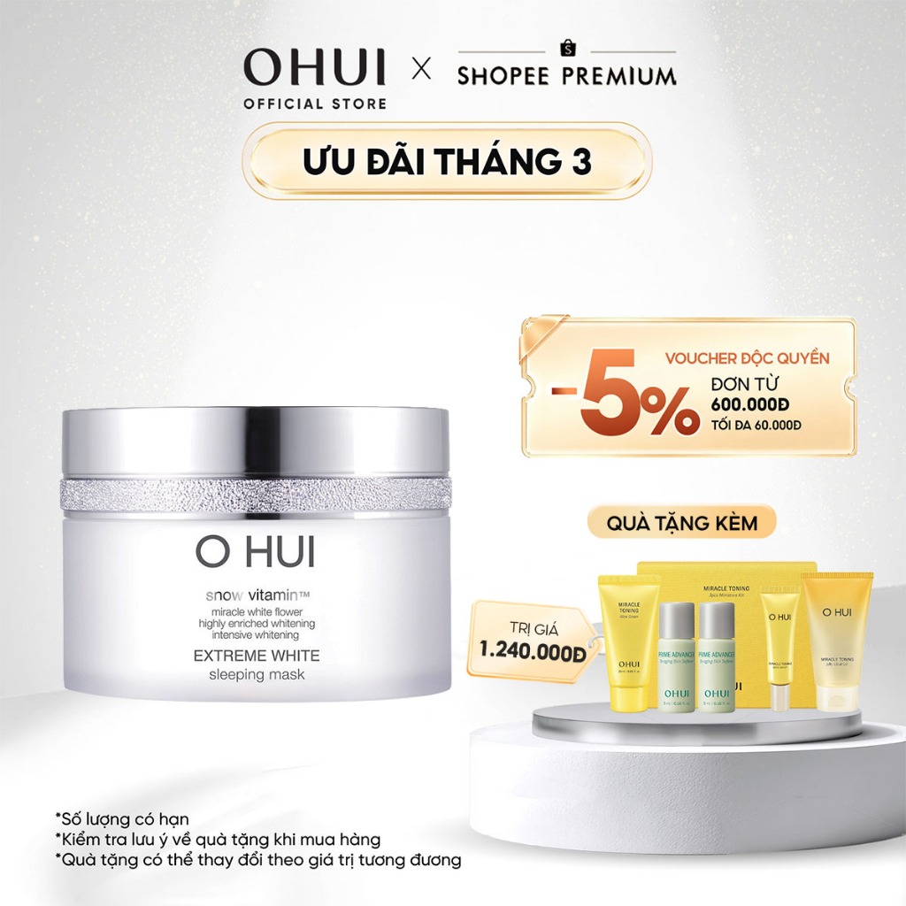 [OHUI Official] Mặt nạ ngủ dưỡng trắng da OHUI Extreme White Sleeping Mask 100ml