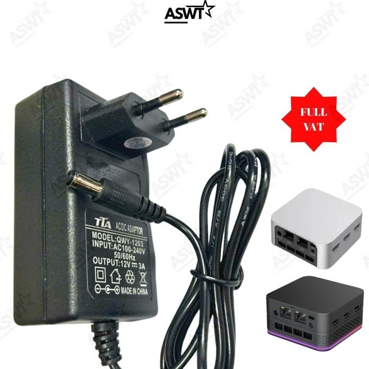 Sạc nguồn Máy tính Mini PC Intel NUC T8 T9 Plus 12V 2.5A /3A - bảo hành 1 năm - FULL VÁT