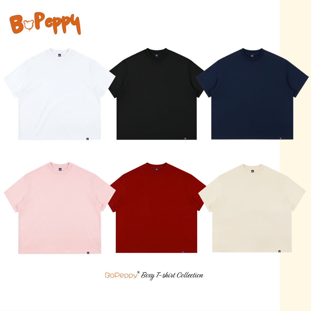 Áo Boxy BOPEPPY BP69 Mã Trơn - Áo Phông Cotton 2 Chiều 250gsm Form Rộng  Đáng Yêu Cho Nam Nữ