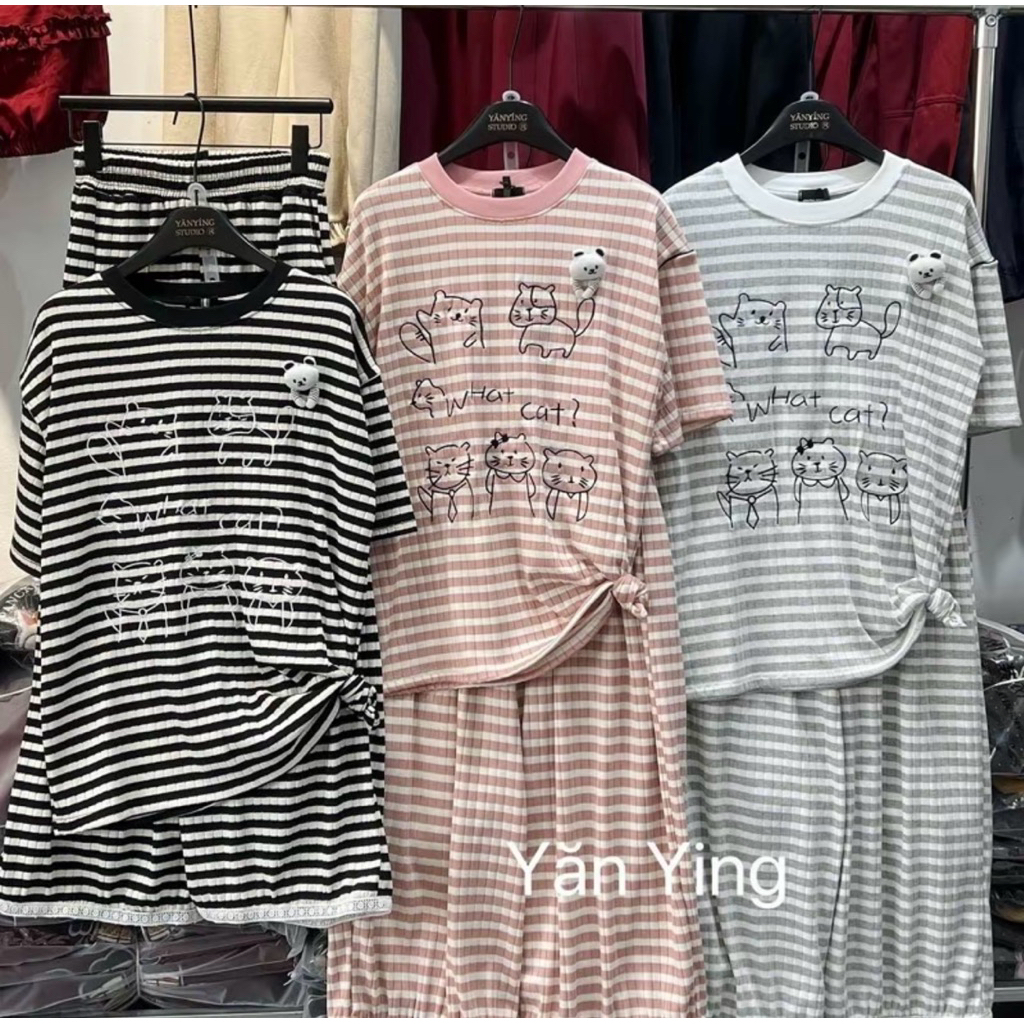 Set Bộ Nữ , Set Bộ Tăm Kẻ In Hình 5 Catt