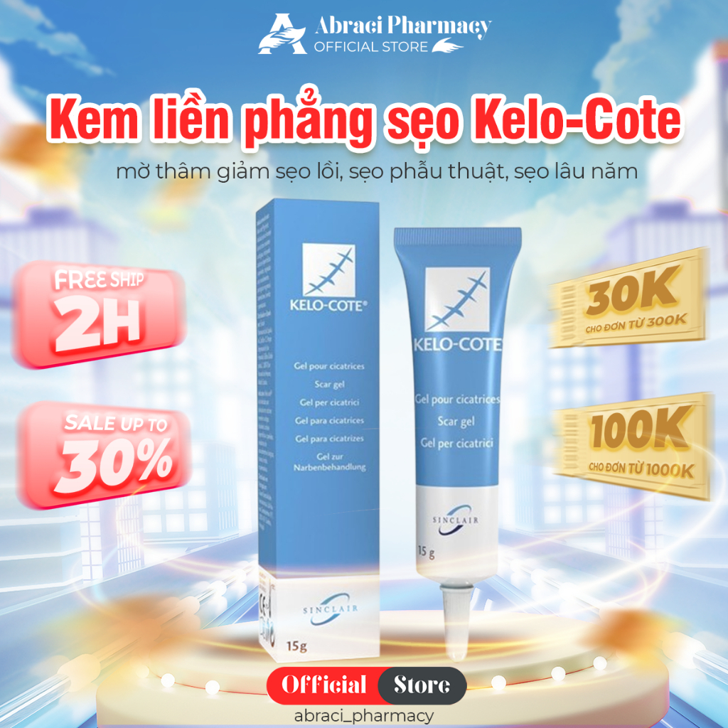 [TUÝP 15G] Kem Liền Phẳng Sẹo KELO-COTE 15g - Kem Dưỡng Kelo Mềm Phẳng Liền Sẹo Thâm, Sẹo Lồi, Phẫu 