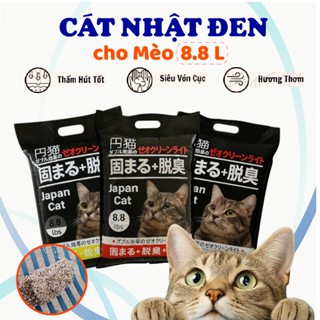 Cát vệ sinh cho mèo 4kg, cát nhật đen vón cục siêu tốt khử mùi ít bụi 8.8L