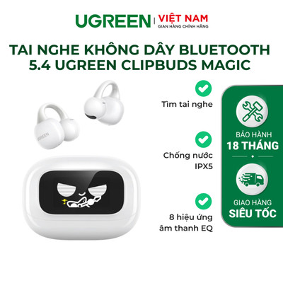 Tai nghe không dây Bluetooth 5.4 UGREEN ClipBuds Magic | Sử dụng lên đến 30 giờ | Khử ồn ANC | BH 18 tháng 1 đổi 1|55136