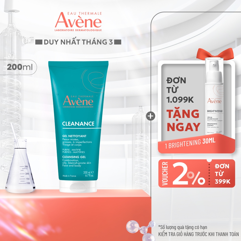 [FS] Gel rửa mặt cho da dầu mụn Eau Thermale Avène Cleanance Cleansing Gel 200ml dịu nhẹ, làm sạch b