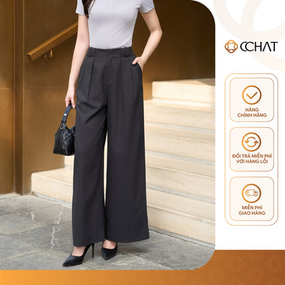 Quần Ống Rộng 𝐂𝐂𝐇𝐀𝐓 Dáng Suông Âu Samina Cạp Liền Chất Liệu Tuytsi Cao Cấp 25QDS2004ST