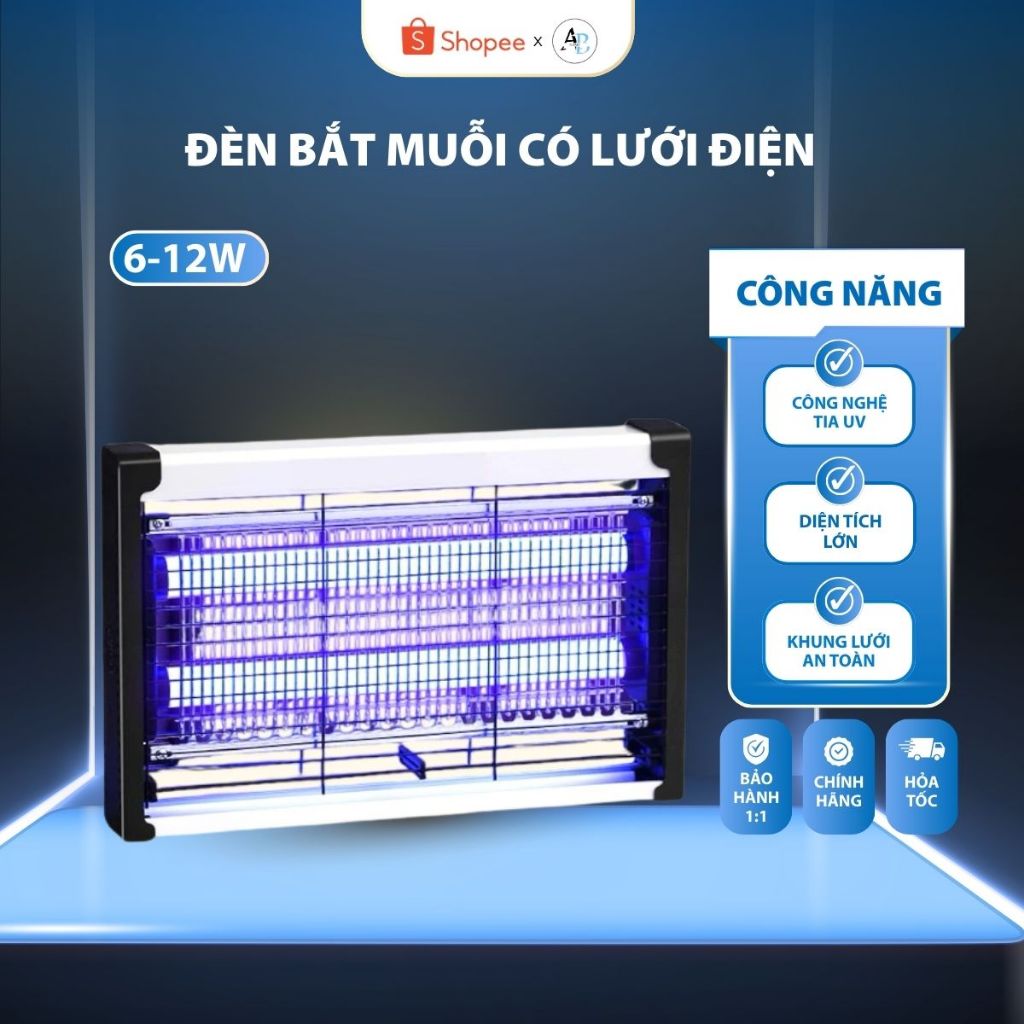 Đèn Bắt Muỗi ABHOME Có Lưới Điện Dẫn Dụ Muỗi Hiện Đại Hiệu Quả, Công Suất 6-12W, Bảo Hành 12 Tháng
