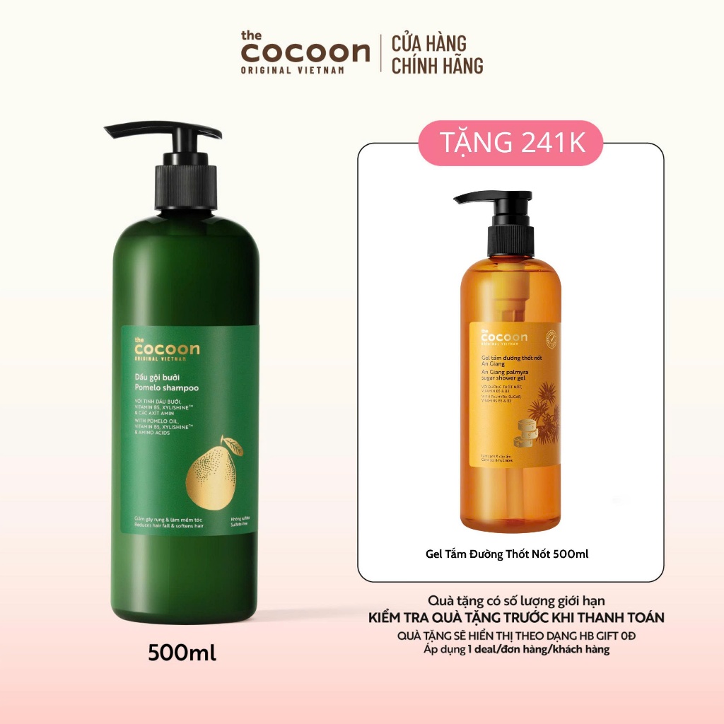 Bigsize - Dầu gội bưởi Cocoon giúp giảm gãy rụng và làm mềm tóc 500ml