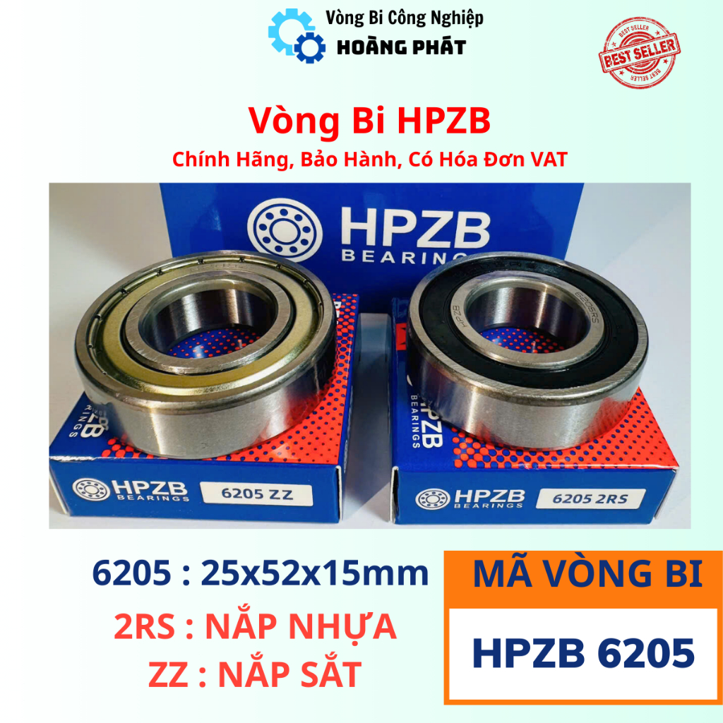 | Vòng Bi Bạc Đạn HPZB Đầy Đủ Hóa Đơn, Chứng Từ | Vòng Bi 6205 [ZZ/2RS] Nắp Sắt/Nhựa – Bạc Đạn 6205