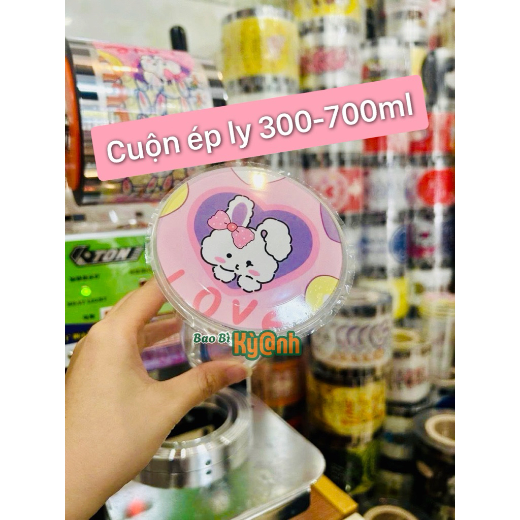 Cuộn màng ép ly pp360-700ml, màng dập cốc trà sữa nhiều mẫu