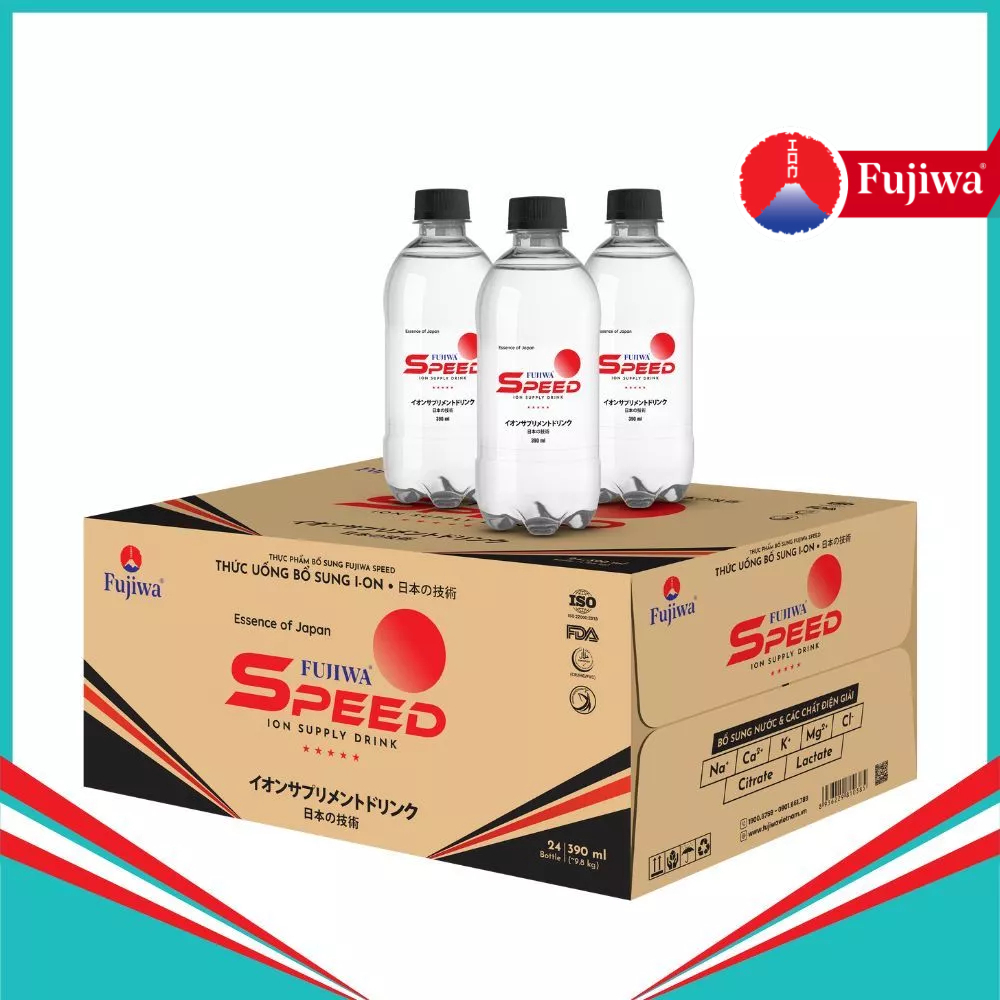 Thùng 24 Chai Fujiwa Speed 390ml - Nước uống bổ sung ion bù điện giải, bù khoáng dành cho người tập 