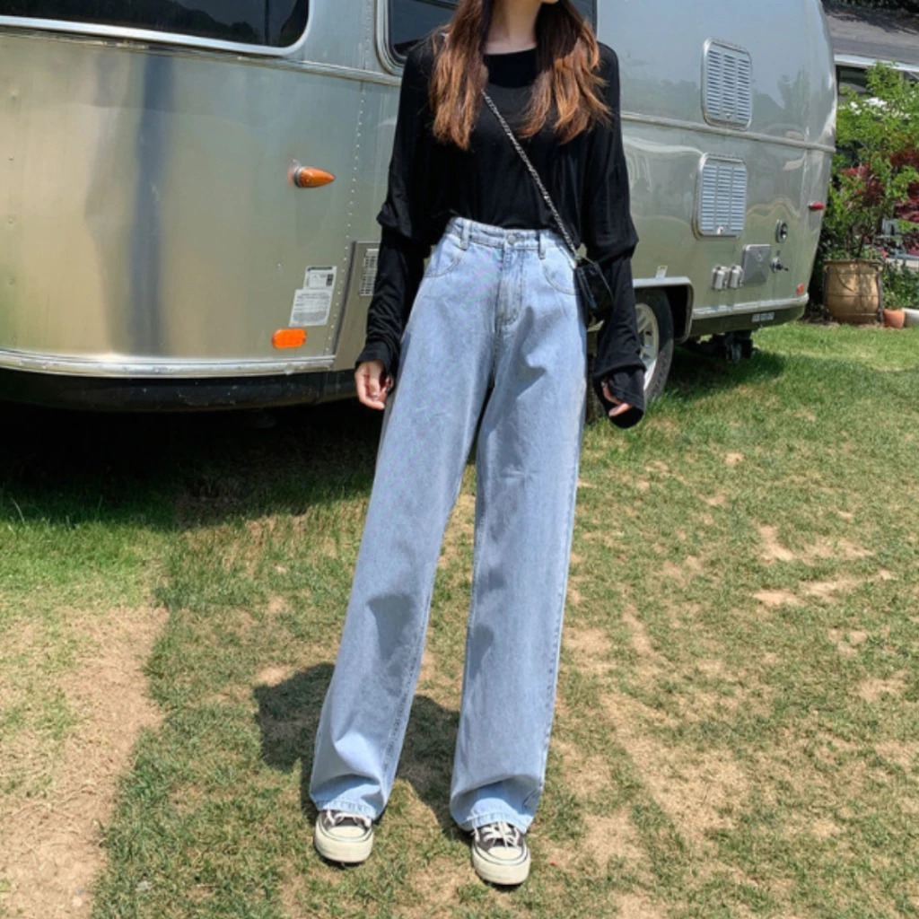 Quần Jean Nữ Ống Suông Rộng Bigsize 40–90kg Lưng Cao Form Trơn Che Khuyết Điểm MS105 – 2KJeans | BigBuy360 - bigbuy360.vn