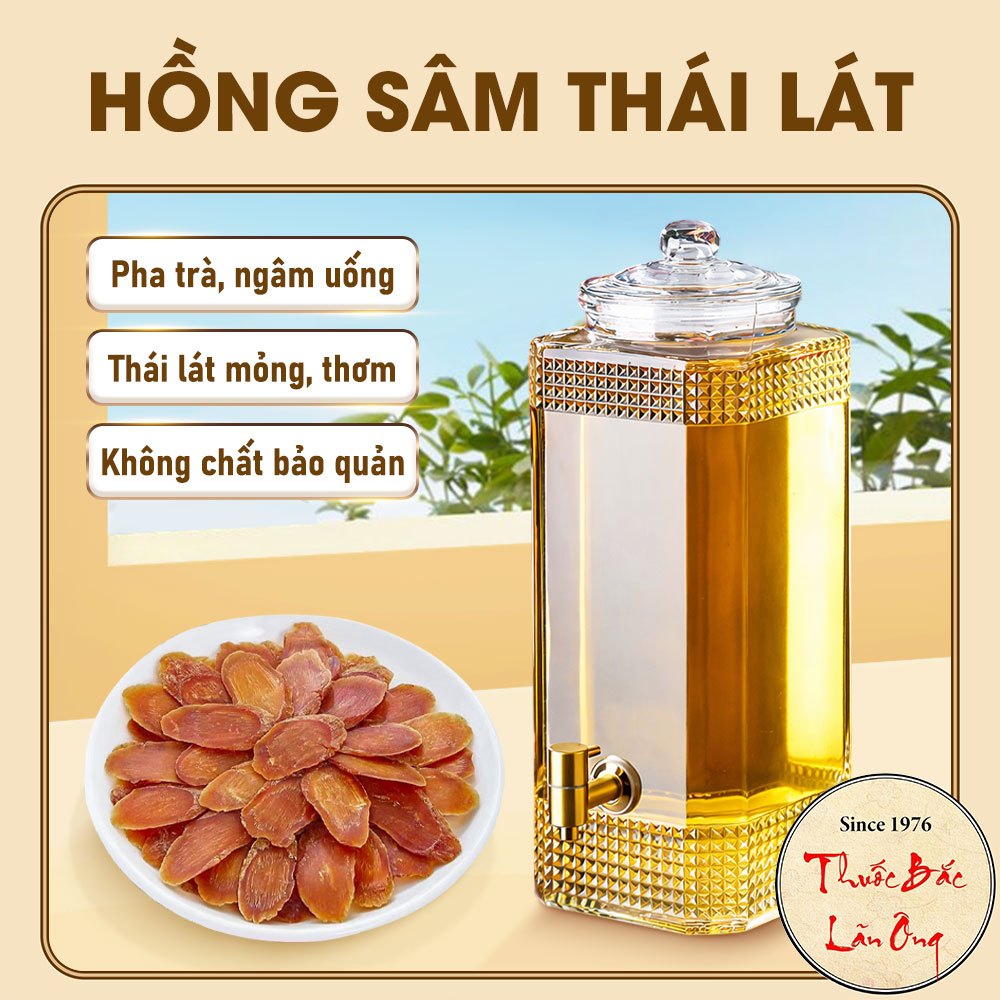Hồng sâm Hàn Quốc 500g, nhân sâm thái lát mỏng, thơm, không tẩm đường, nguyên vị, tốt cho sức khoẻ