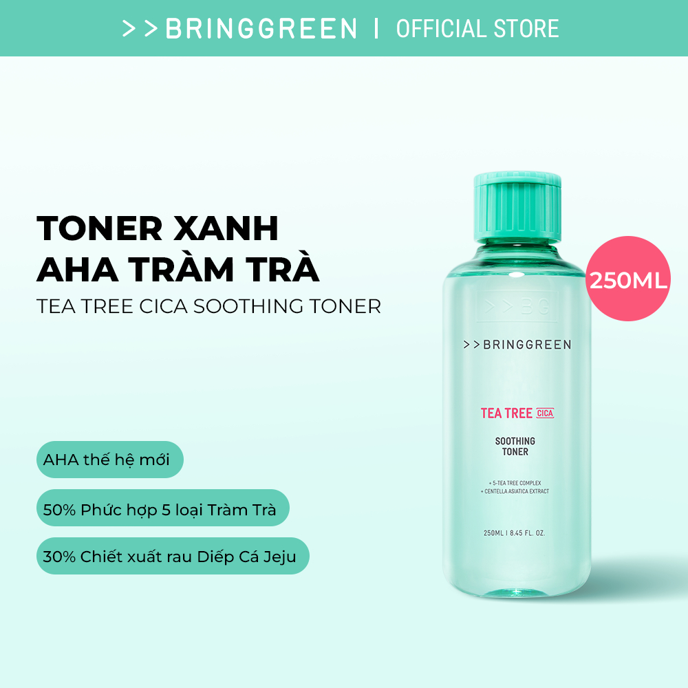 [Bring Green Chính hãng] Nước hoa hồng Tràm Trà Bring Green Tea Tree Cica Soothing Toner 250ml
