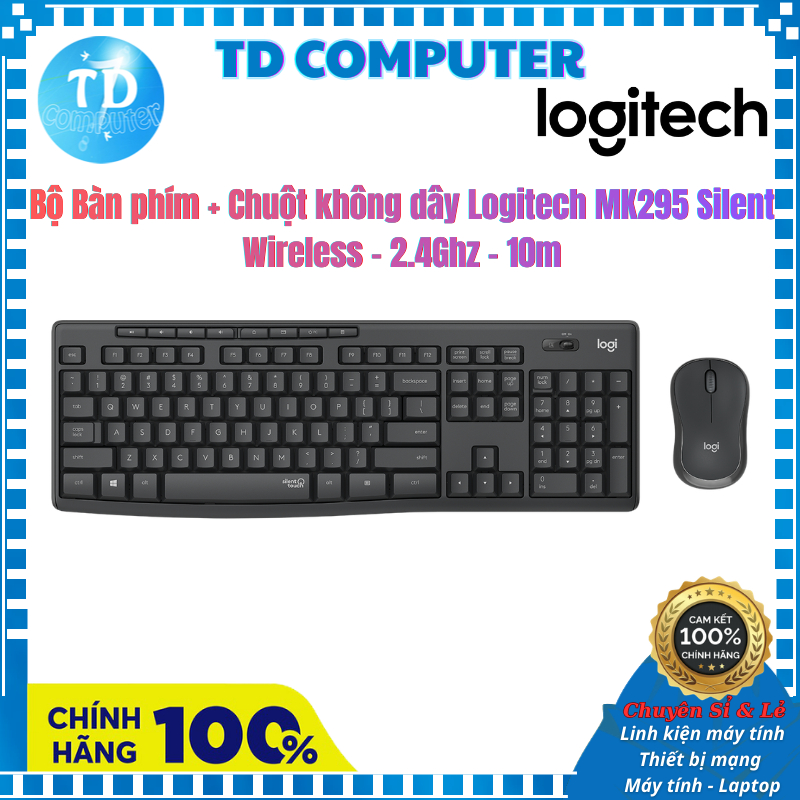 Bộ Bàn phím + Chuột Không dây Silent Logitech MK295 – Êm ái, Không tiếng ồn - Hàng chính hãng DigiWo