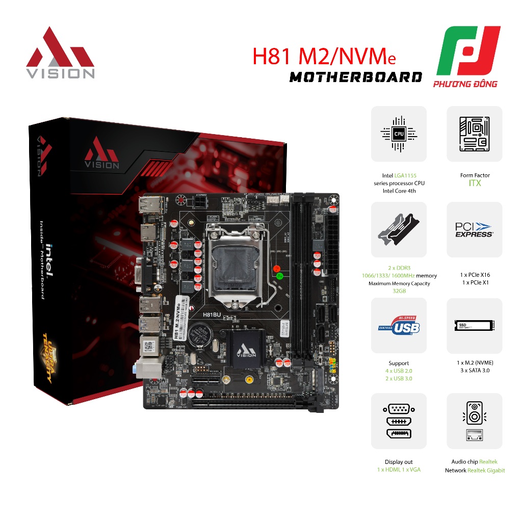 MAINBOARD AIVISION H81 M2 NVME CHÍNH HÃNG