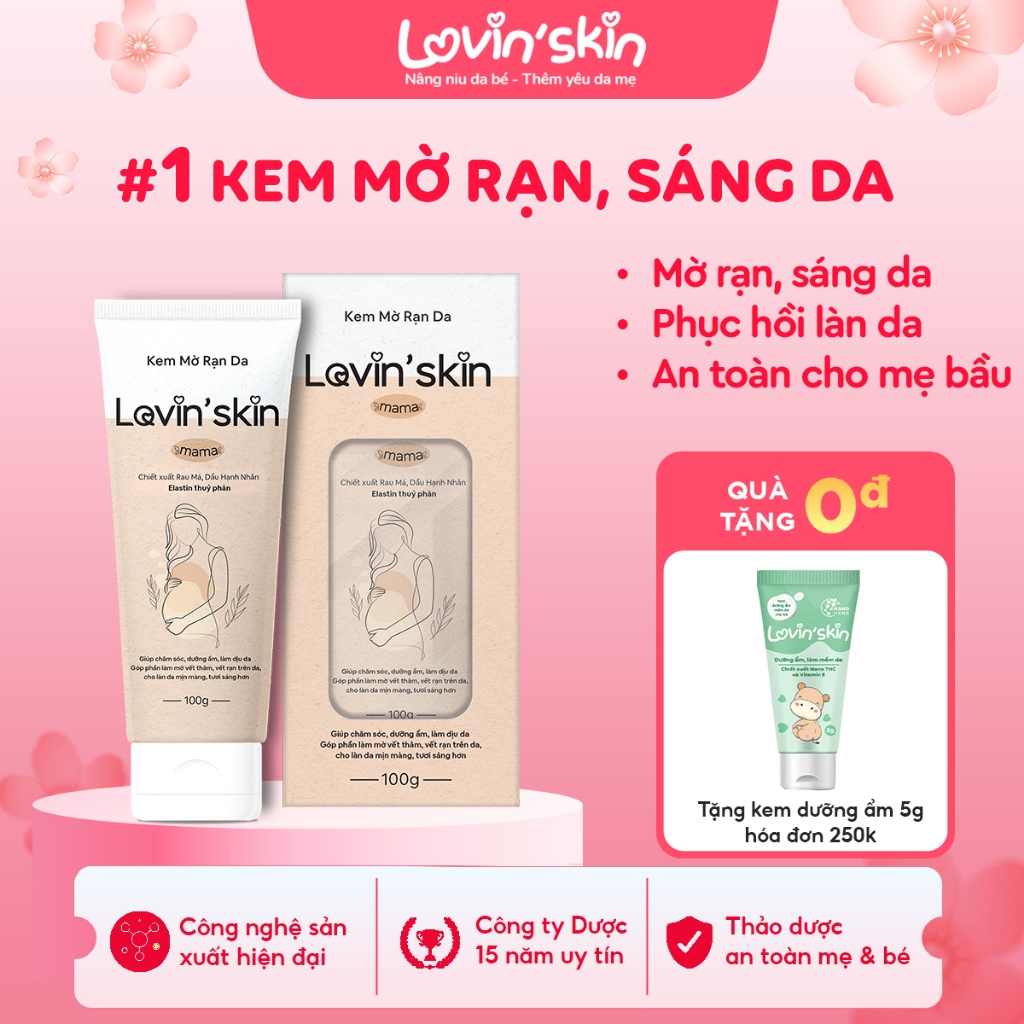 Kem rạn da cho bà bầu Lovin'Skin Mama, hỗ trợ chống rạn hiệu quả, giảm thâm, ngứa da, ngừa hình thành rạn mới