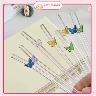 Ống hút thủy tinh dễ thương(20cm) ống hút decor chịu nhiệt, an toàn môi trường, phong cách Hàn Quốc