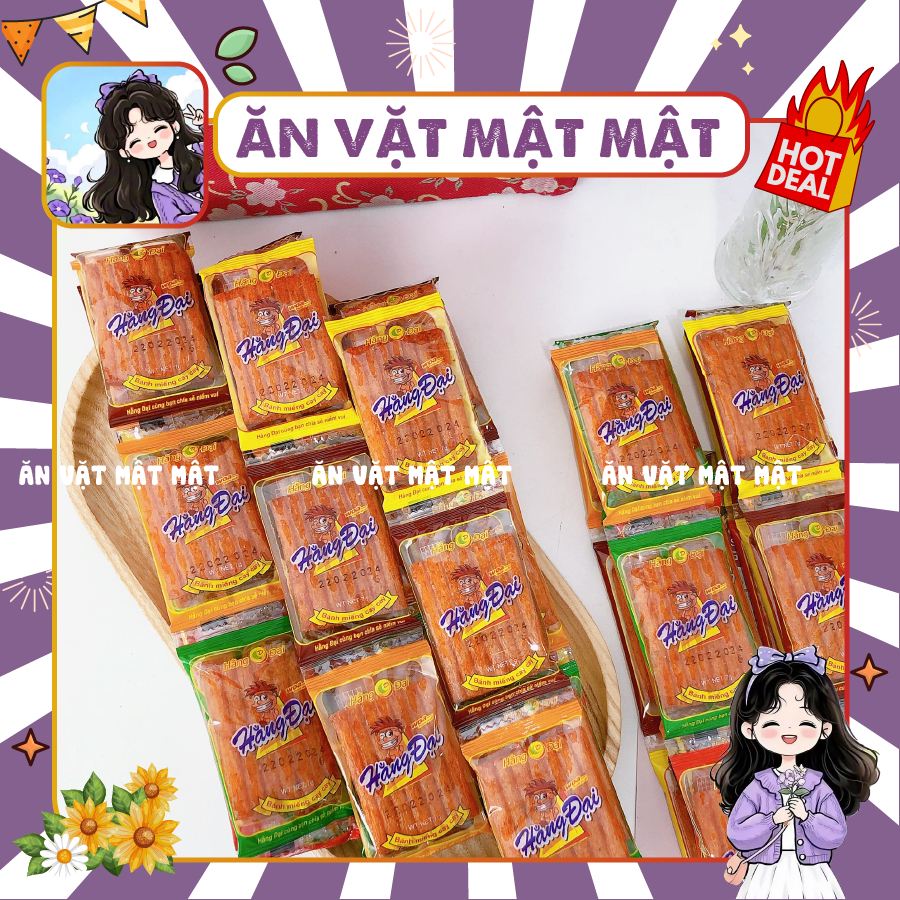 Bịch 60 Gói Dê Nướng Hằng Đại Mini Đồ Ăn Vặt Trường, Đồ ăn vặt Hằng Đại