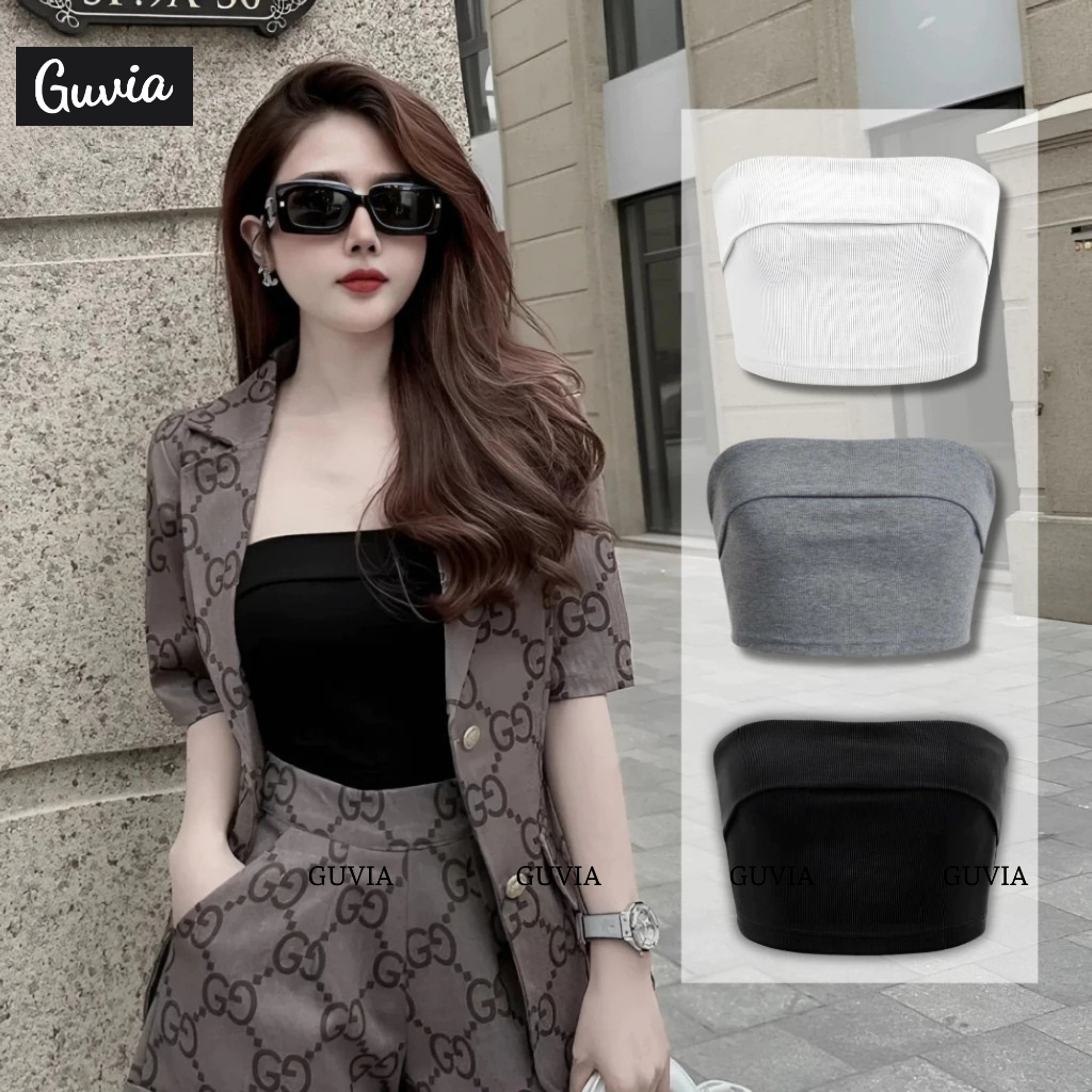 Áo Ống Nơ Quây Ngực GUVIA Ôm Body, Áo ống 2 Lớp Cúp Ngực Chất Thun Gân Dày Dặn