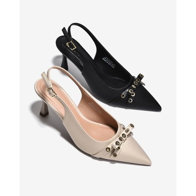 [Mẫu mới] Giày Cao Gót Slingback Đông Hải Đính Nơ Khoen Kim Loại - G81U5