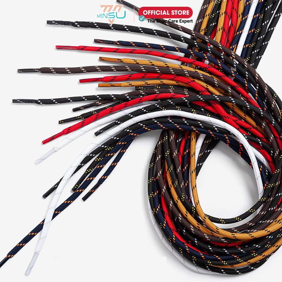 Dây Giày Thể Thao Sneaker Bản Tròn Rằn Ri 3 Sọc MINSU Chính Hãng M0801 Shoelaces 120cm