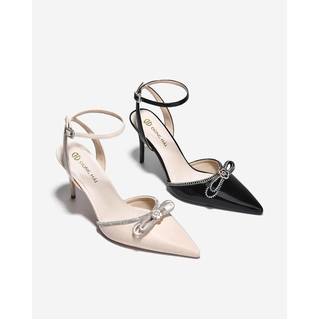 Giày Cao Gót Đông Hải Quai Ankle Strap Nơ Đính Đá - G5859