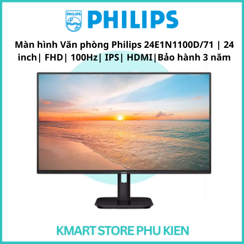 Màn hình Văn phòng Philips 24E1N1100D/71 | 24 inch| IPS | 100Hz | VGA | HMDI | DVI | 4MS | Bảo hành 