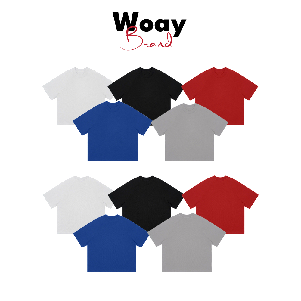 Áo Thun Boxy Woay Áo Thun Trơn - White & Black - FORM BOXY - 100% Cotton 2 chiều - 280gsm