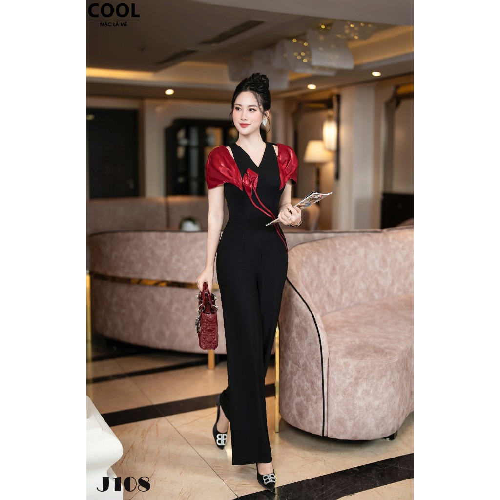 Jumpsuit Dài Thiết Kế Sang Trọng J108, Đồ Bộ Liền Thân Vải Lạnh Hà Lan Co Giãn 4 Chiều, Phối Tay Xếp