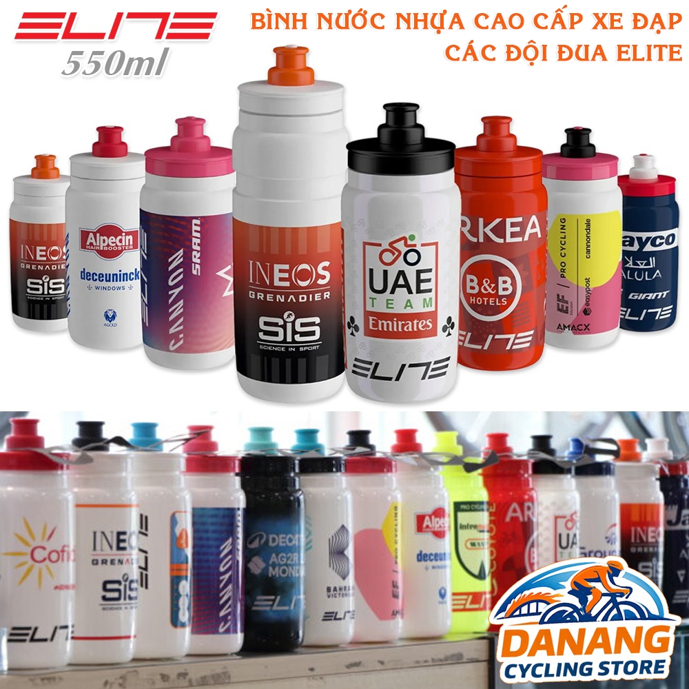 Bình Nước Xe Đạp ELITE 550ml Nhựa Cao Cấp Các Đội Đua 550ml (New)