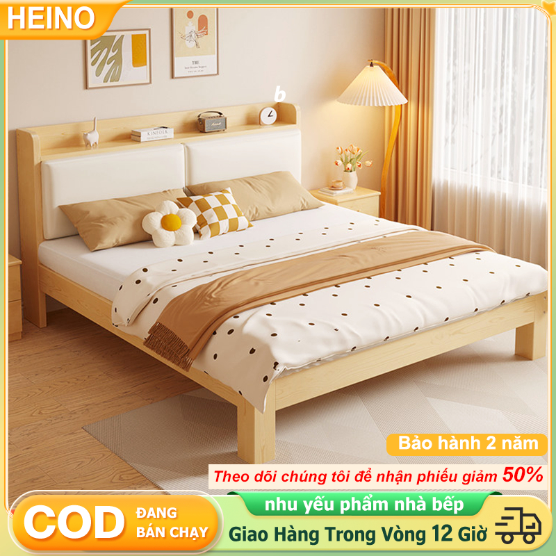 Giường Ngủ Gỗ Tự Nhiên Đầu Giường Túi Mềm Đệm Tựa Có Ngăn Chứa Đồ Hiện Đại Nhiều Kích Thước Bền Đẹp | BigBuy360 - bigbuy360.vn