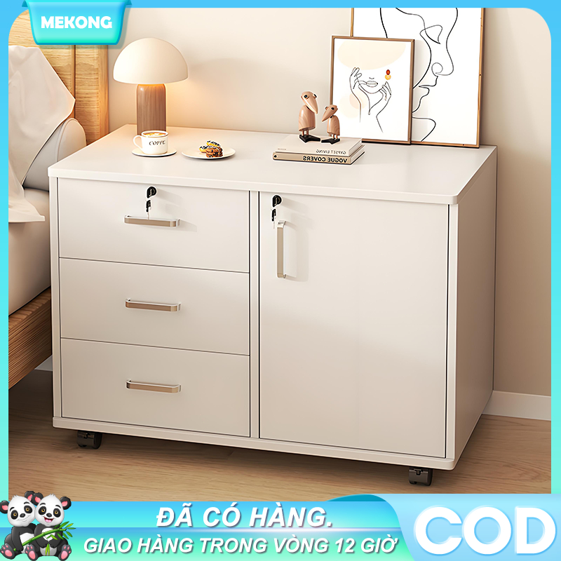 MEKONG Tủ Hồ Sơ Văn Phòng Bằng Gỗ 3 Ngăn Kéo Có Khóa Bánh Xe Di Chuyển Tiện Lợi | BigBuy360 - bigbuy360.vn
