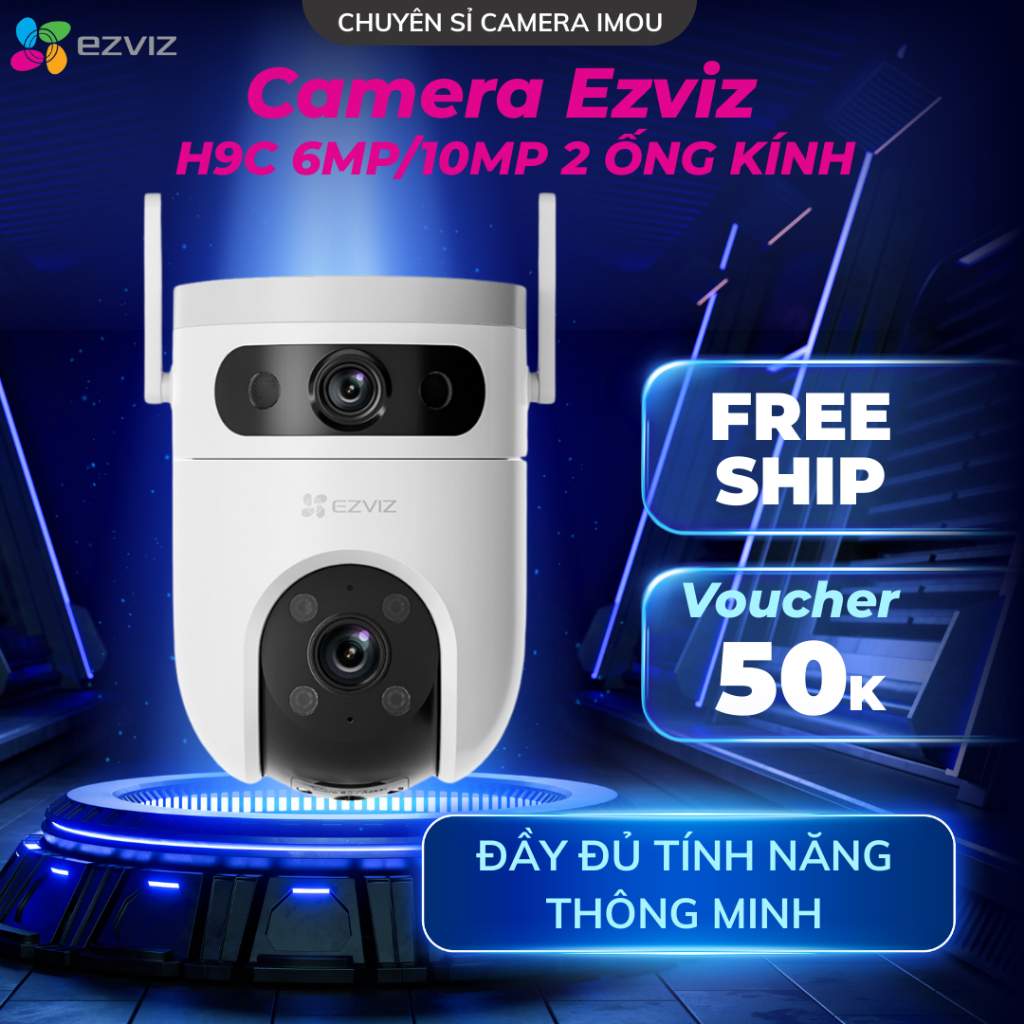 Camera Ezviz H9C 2 mắt ngoài trời thông minh 6MP/10MP đàm thoại 2 chiều, xem đêm sắc nét, Bảo hành 2