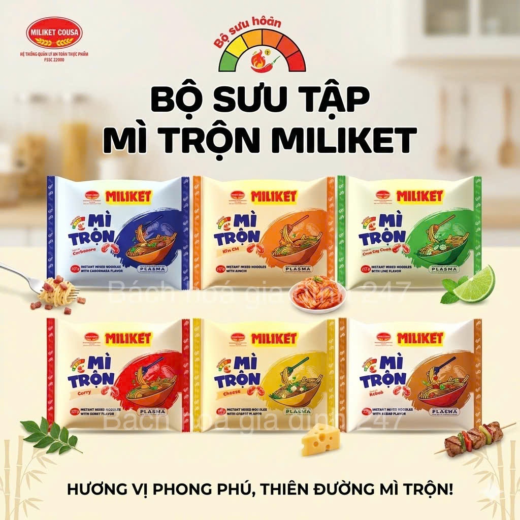 Mì Trộn Miliket 117g Nhiều Vị – Mì Trộn Ăn Liền Chính Hãng, mì trộn hàn quốc , truyền thống