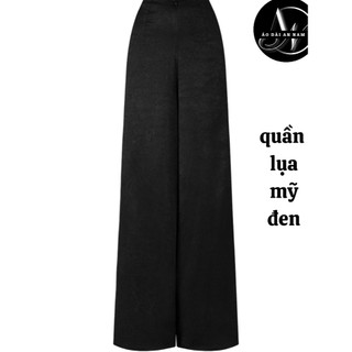Quần Áo Dài Đen Lụa Mỹ Quần Mặc Áo Dài, Áo Bà Ba Ống Rộng 33cm, Co Giãn Thoáng Mát (Đủ Size S-3XL)
