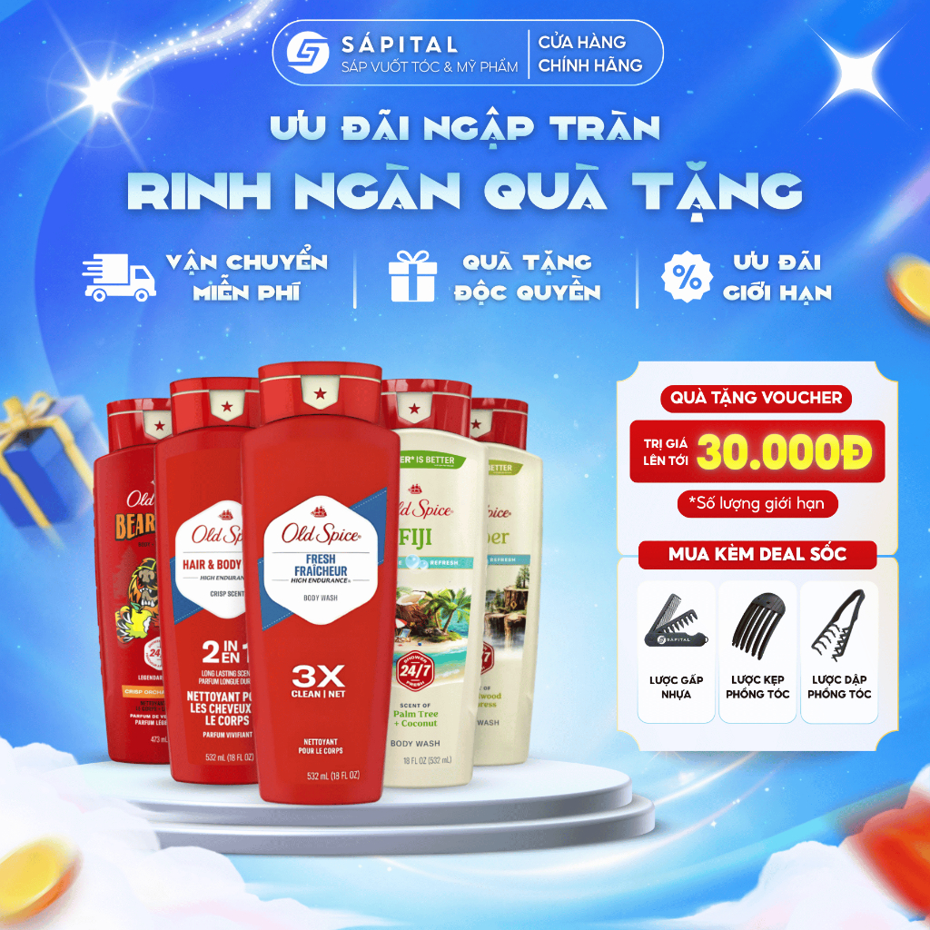 Sữa tắm Old Spice | Hỗ trợ làm sạch bụi bẩn và bã nhờn, Dưỡng ẩm cho da - Đủ Mùi Hương