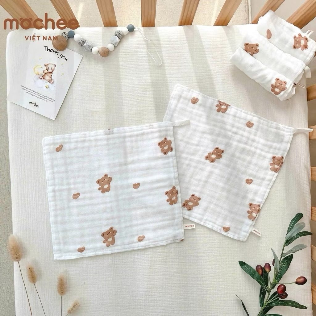 Set 5 khăn sữa sợi tre 3 lớp KT 25x25cm Mochee siêu mềm