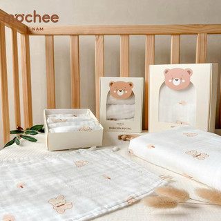 Set 5 khăn sữa sợi tre 3 lớp KT 25x25cm Mochee siêu mềm