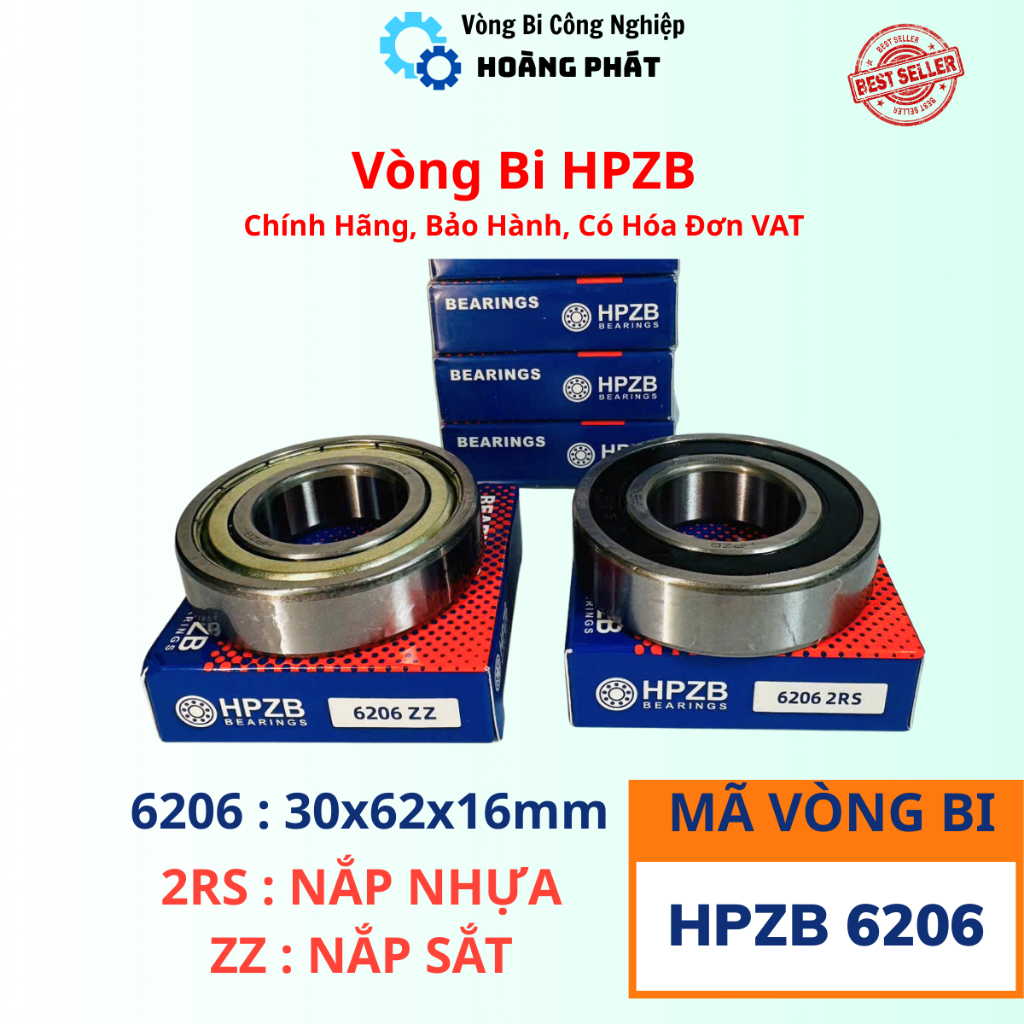 | Vòng Bi Bạc Đạn HPZB Đầy Đủ Hóa Đơn, Chứng Từ | Vòng Bi 6206 [ZZ/2RS] Nắp Sắt/Nhựa – Bạc Đạn 6206