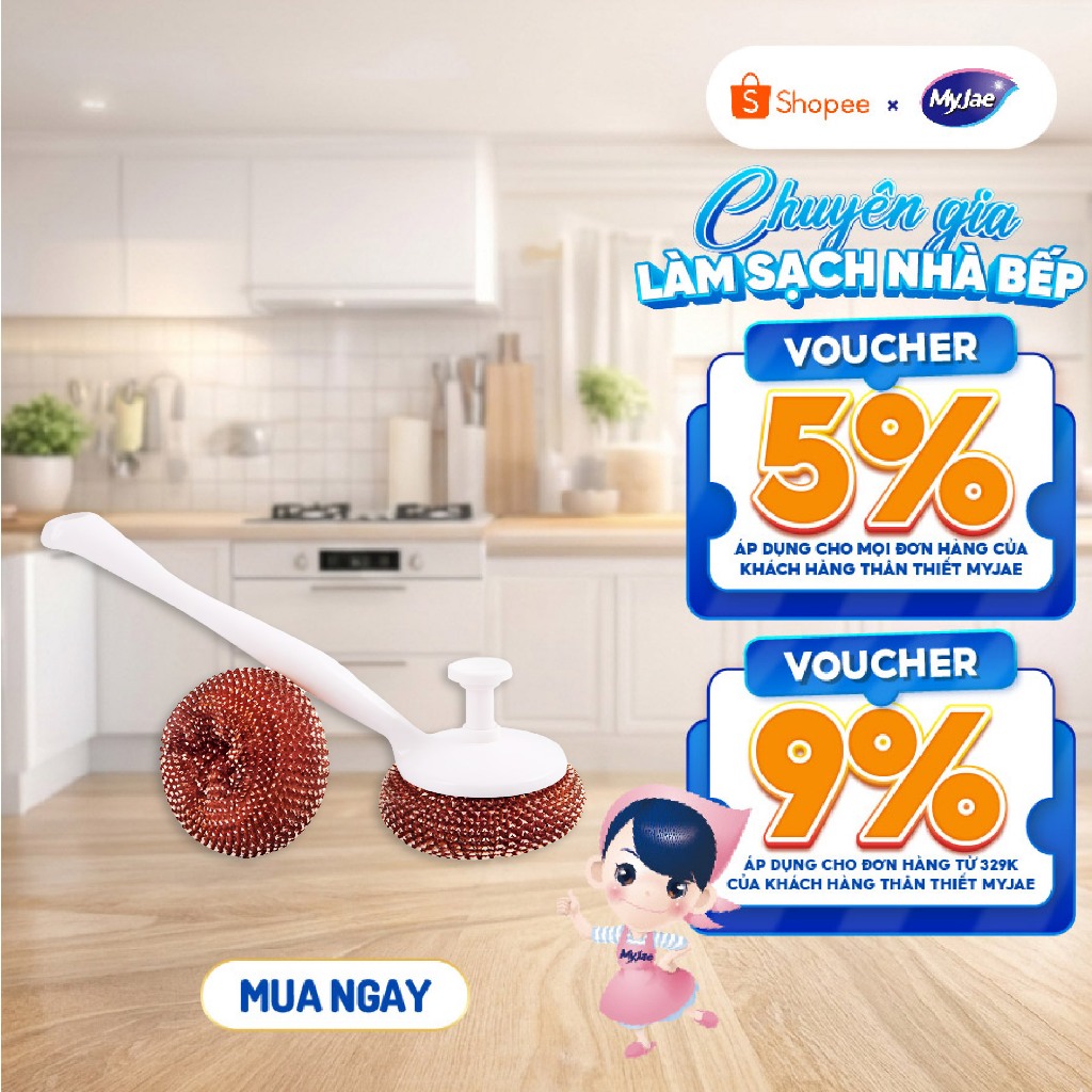 Chổi Cọ Xoong Nồi Kèm 2 Miếng Cọ Nồi Đa Năng MyJae
