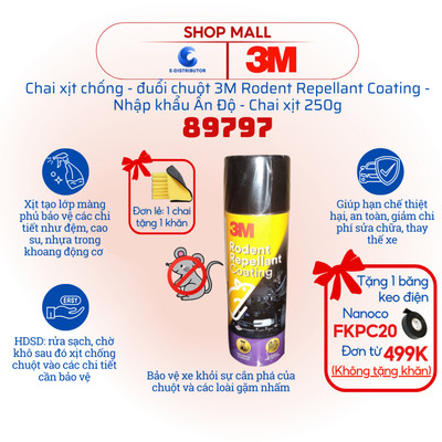 [HỎA TỐC] Chai xịt đuổi chuột xe ô tô 3M 89797 Rodent Repellant Coating 250g - Nhập khẩu Ấn Độ