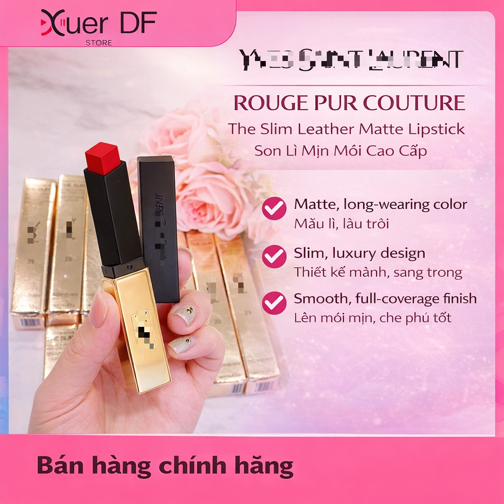 💋 Son 𝒀S𝑳 Rouge Pur Couture The Slim Matte | Son Lì Mịn Môi Chính Hãng-Full Box/Full Size