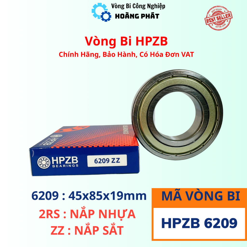 | Vòng Bi Bạc Đạn HPZB Đầy Đủ Hóa Đơn, Chứng Từ | Vòng Bi 6209 [ZZ/2RS] Nắp Sắt/Nhựa – Bạc Đạn 6209